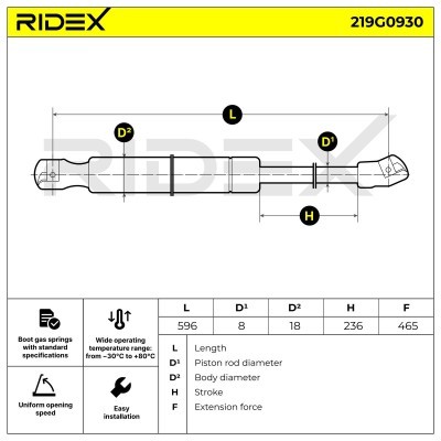 Amortyzator Pokrywy Bagażnika RIDEX 219G0930 219G0930 - foto 7