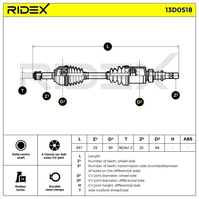 Półoś Napędowa RIDEX 13D0518 13D0518 - foto 3