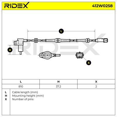 Czujnik ABS RIDEX 412W0258 412W0258 - foto 6