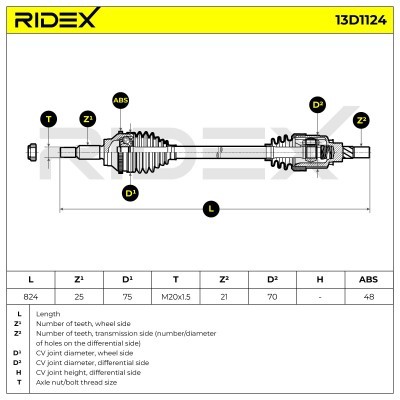 Półoś Napędowa RIDEX 13D1124 13D1124 - foto 7