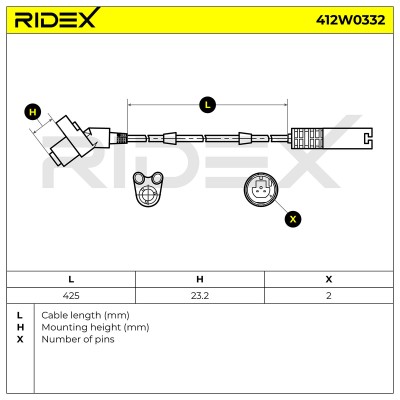 Czujnik ABS RIDEX 412W0332 412W0332 - foto 7
