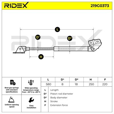 Amortyzator Pokrywy Bagażnika RIDEX 219G0373 219G0373 - foto 7