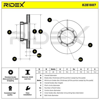 Tarcza hamulcowa RIDEX 82B1887 82B1887 - foto 6