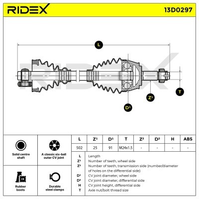 Półoś Napędowa RIDEX 13D0297 13D0297 - foto 4