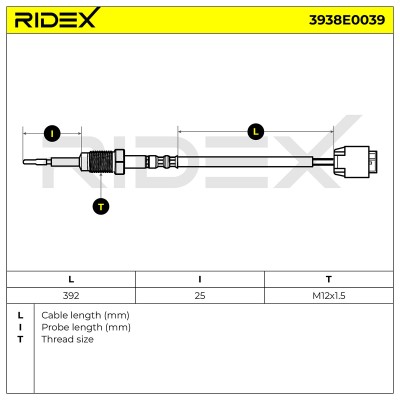 Czujnik temperatury spalin RIDEX 3938E0039 3938E0039 - foto 6