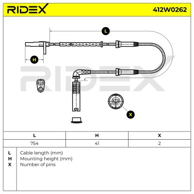 Czujnik ABS RIDEX 412W0262 412W0262 - foto 5