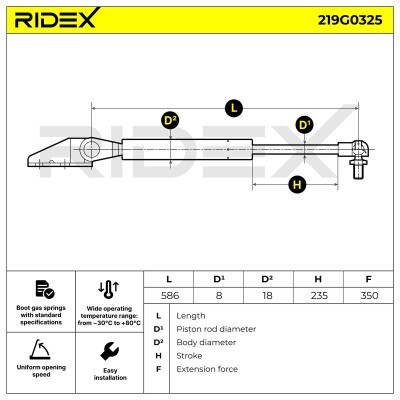Amortyzator Pokrywy Bagażnika RIDEX 219G0325 219G0325 - foto 6