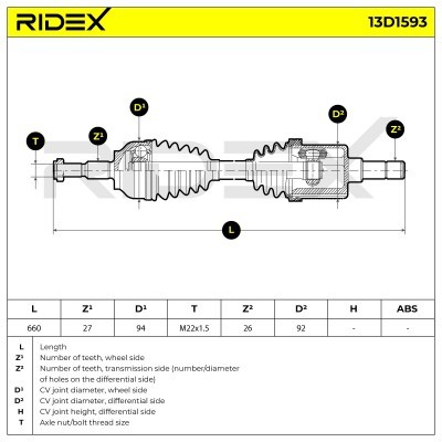 Półoś Napędowa RIDEX 13D1593 13D1593 - foto 7