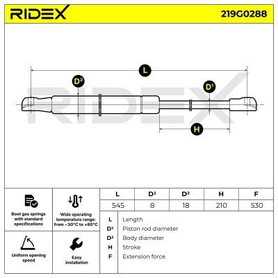 Amortyzator Pokrywy Bagażnika RIDEX 219G0288 219G0288 - foto 6