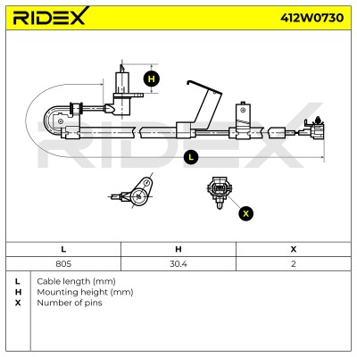 Czujnik ABS RIDEX 412W0730 412W0730 - foto 6