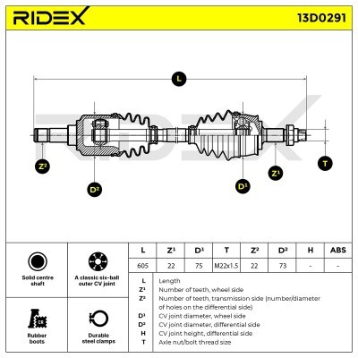 Półoś Napędowa RIDEX 13D0291 13D0291 - foto 5