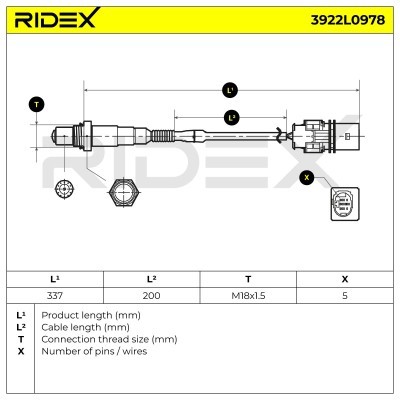Sonda Lambda RIDEX 3922L0978 3922L0978 - foto 5