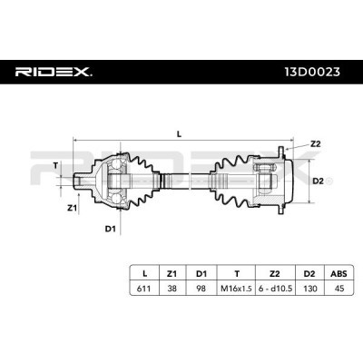 Półoś Napędowa RIDEX 13D0023 13D0023 - foto 4