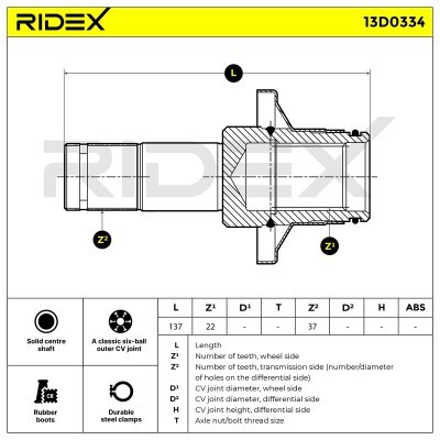Półoś Napędowa RIDEX 13D0334 13D0334 - foto 5