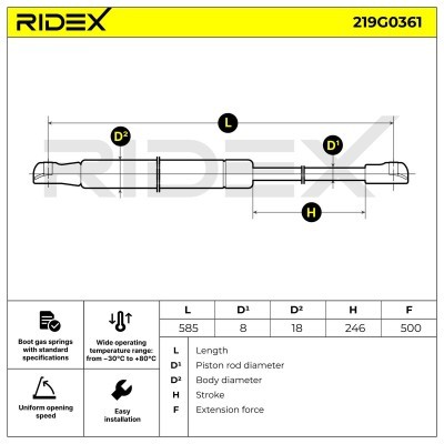 Amortyzator Pokrywy Bagażnika RIDEX 219G0361 219G0361 - foto 6