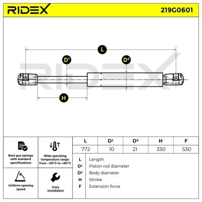 Amortyzator Pokrywy Bagażnika RIDEX 219G0601 219G0601 - foto 7