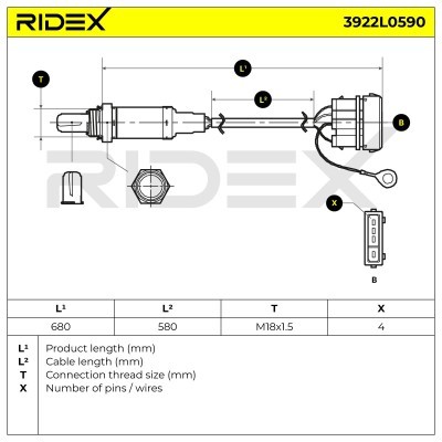 Sonda Lambda RIDEX 3922L0590 3922L0590 - foto 6