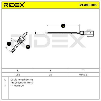 Czujnik temperatury spalin RIDEX 3938E0105 3938E0105 - foto 6
