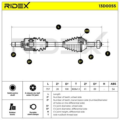 Półoś Napędowa RIDEX 13D0055 13D0055 - foto 3