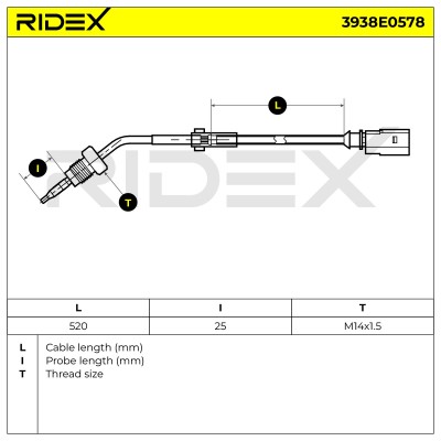 Czujnik temperatury spalin RIDEX 3938E0578 3938E0578 - foto 6