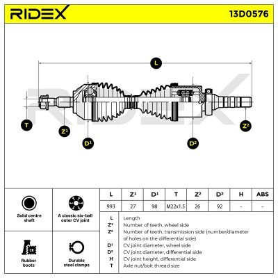 Półoś Napędowa RIDEX 13D0576 13D0576 - foto 6