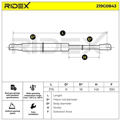 Amortyzator Pokrywy Bagażnika RIDEX 219G0843 219G0843 - foto 5