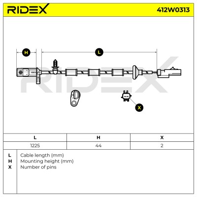 Czujnik ABS RIDEX 412W0313 412W0313 - foto 6