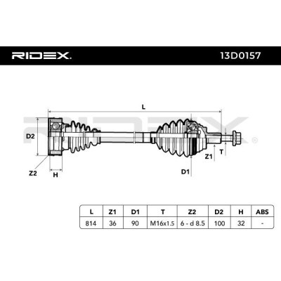 Półoś Napędowa RIDEX 13D0157 13D0157 - foto 6