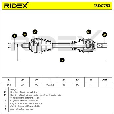 Półoś Napędowa RIDEX 13D0753 13D0753 - foto 7