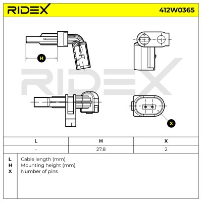 Czujnik ABS RIDEX 412W0365 412W0365 - foto 6
