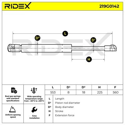 Amortyzator Pokrywy Bagażnika RIDEX 219G0142 219G0142 - foto 7