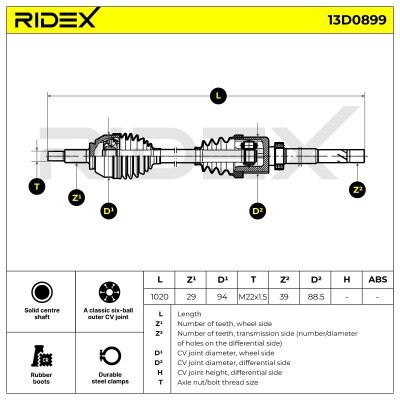 Półoś Napędowa RIDEX 13D0899 13D0899 - foto 14