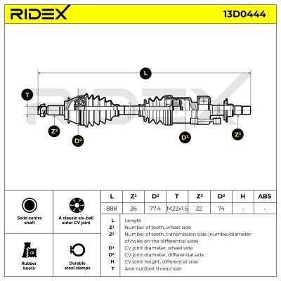 Półoś Napędowa RIDEX 13D0444 13D0444 - foto 6