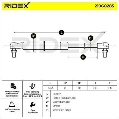 Amortyzator Pokrywy Bagażnika RIDEX 219G0285 219G0285 - foto 7