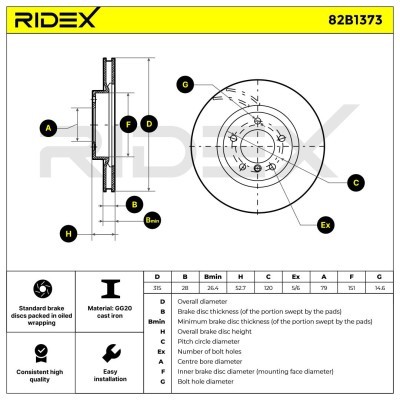 Tarcza hamulcowa RIDEX 82B1373 82B1373 - foto 5