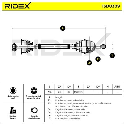 Półoś Napędowa RIDEX 13D0309 13D0309 - foto 6