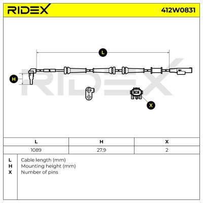 Czujnik ABS RIDEX 412W0831 412W0831 - foto 6