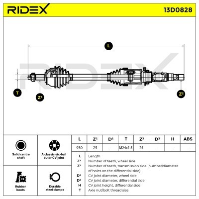 Półoś Napędowa RIDEX 13D0828 13D0828 - foto 6