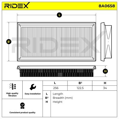Filtr Powietrza RIDEX 8A0658 8A0658 - foto 6