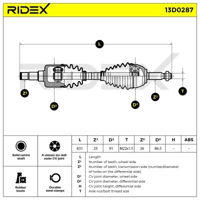 Półoś Napędowa RIDEX 13D0287 13D0287 - foto 8