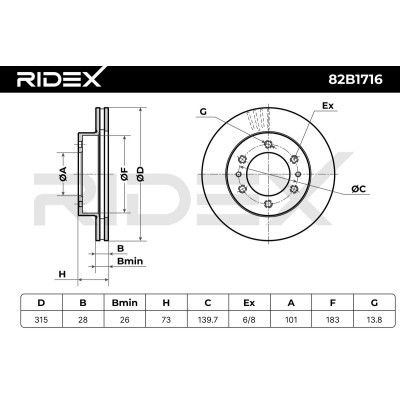 Tarcza hamulcowa RIDEX 82B1716 82B1716 - foto 7