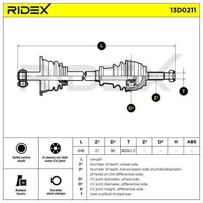 Półoś Napędowa RIDEX 13D0211 13D0211 - foto 7