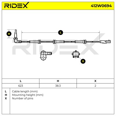 Czujnik ABS RIDEX 412W0694 412W0694 - foto 6