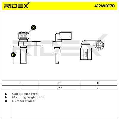 Czujnik ABS RIDEX 412W0170 412W0170 - foto 5
