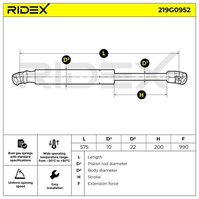 Amortyzator Pokrywy Bagażnika RIDEX 219G0952 219G0952 - foto 6