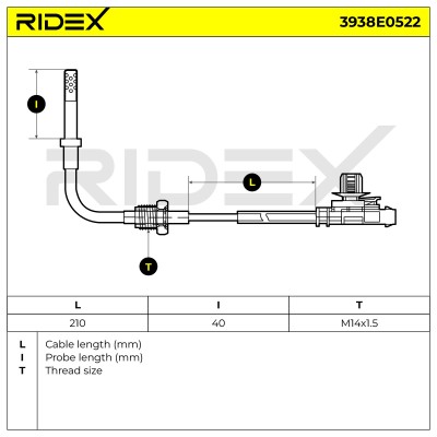 Czujnik temperatury spalin RIDEX 3938E0522 3938E0522 - foto 6