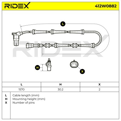 Czujnik ABS RIDEX 412W0882 412W0882 - foto 6