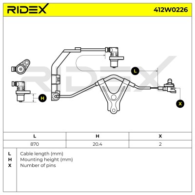 Czujnik ABS RIDEX 412W0226 412W0226 - foto 7