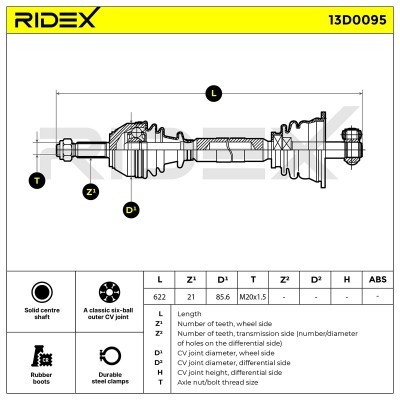 Półoś Napędowa RIDEX 13D0095 13D0095 - foto 5