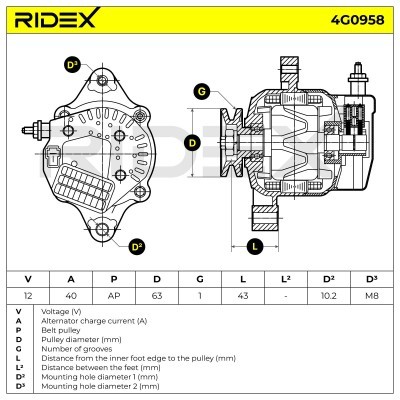 Alternator RIDEX 4G0958 4G0958 - foto 5